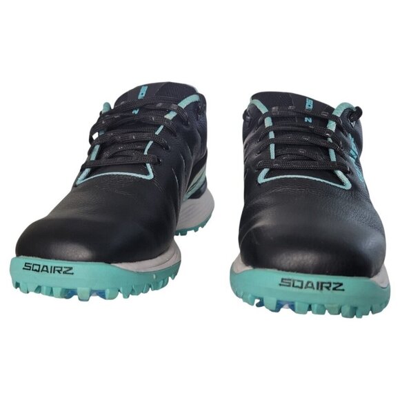 Sqairz Arrow Golf Shoes Womens Sz 7 Black Blue Waterproof Spikes Sneakers Preppy - Picture 8 of 14